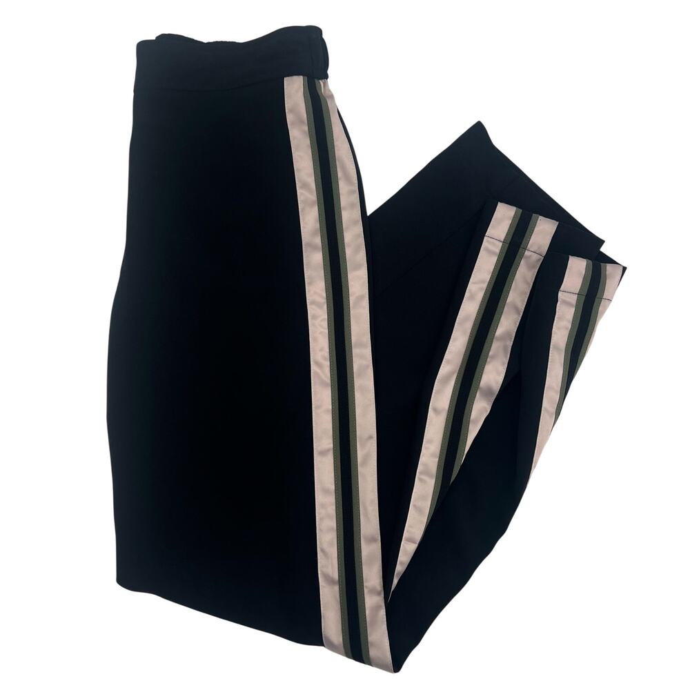 Guess Wide Leg Dress Pants with Side Stripes XS Black High Waist
